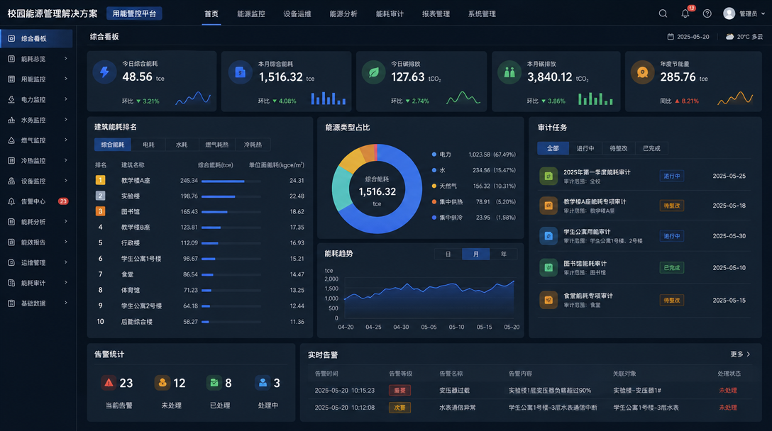 校园水电能源管理解决方案用能管控平台